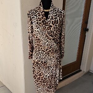 Karen Kane Animal Print Long Sleeve Dress